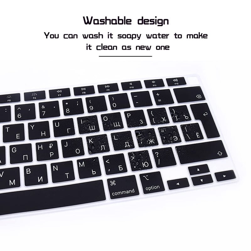 HRH Ultra Thin Russian Language Silicone Keyboard Cover Skin for MacBook Air 13 Inch 2020 with Touch ID (MODLE A2179 and A2337 M1 Chip,UK/EU Layout) Keyboard Accessories Protector - Image 5